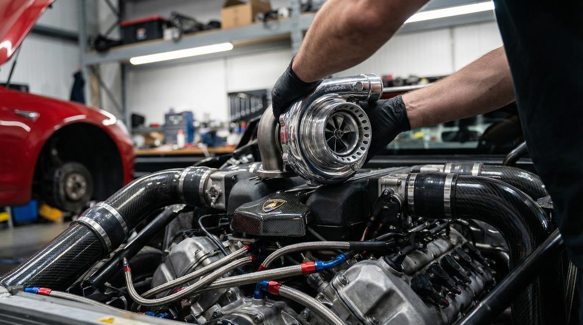 大奶汽车改装视频-V12引擎涡轮增压改装